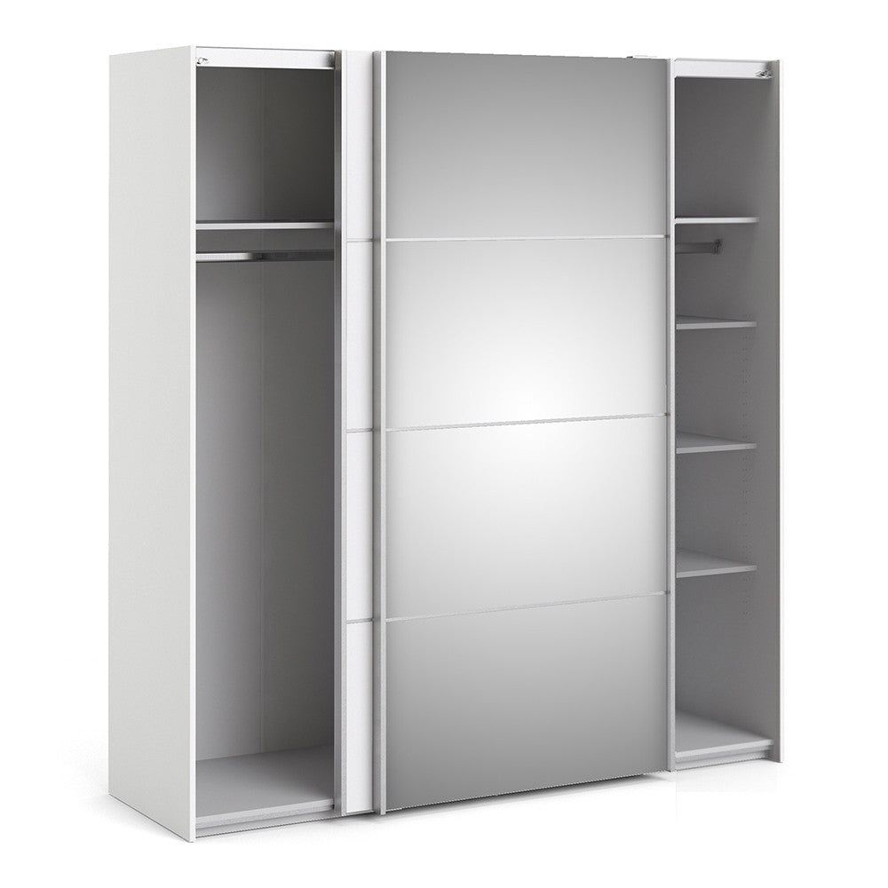 Verona 180cm Sliding Mirror Wardrobe with 5 Shelves