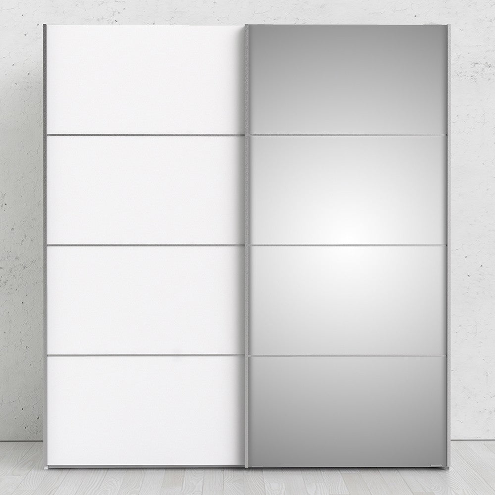 Verona 180cm Sliding Mirror Wardrobe with 5 Shelves