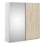 Verona 180cm Sliding Mirror Wardrobe with 5 Shelves