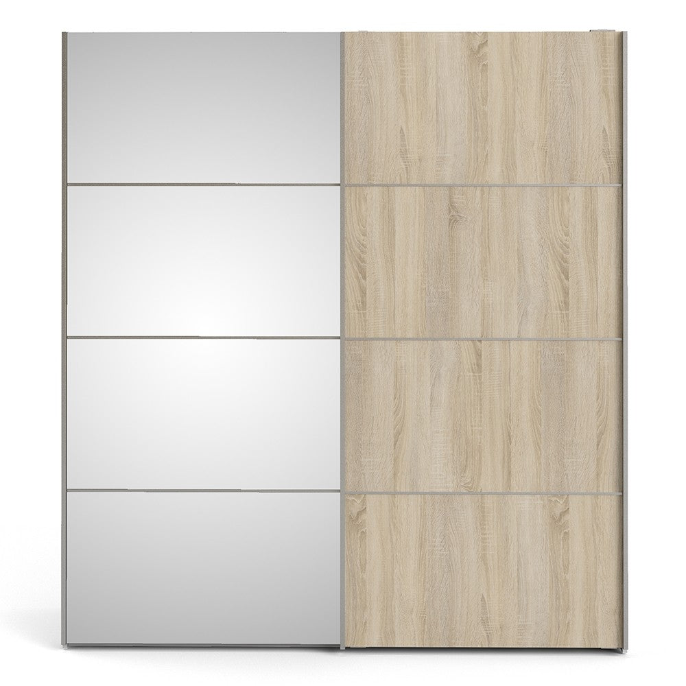 Verona 180cm Sliding Mirror Wardrobe with 5 Shelves