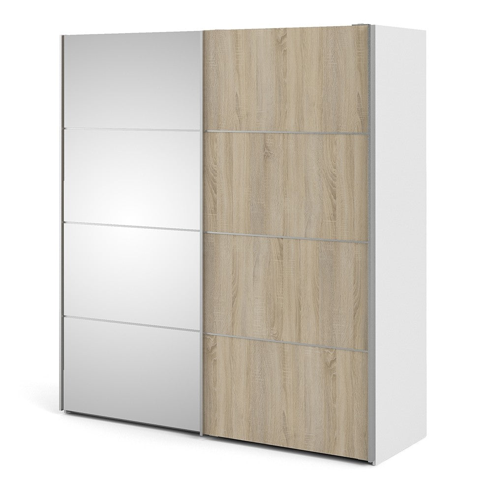 Verona 180cm Sliding Mirror Wardrobe with 5 Shelves