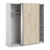 Verona 180cm Sliding Mirror Wardrobe with 5 Shelves