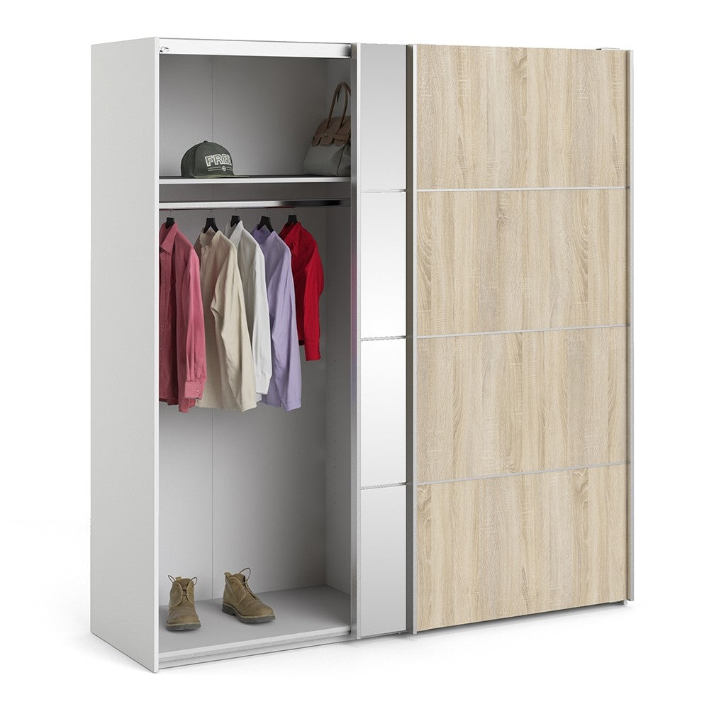 Verona 180cm Sliding Mirror Wardrobe with 5 Shelves