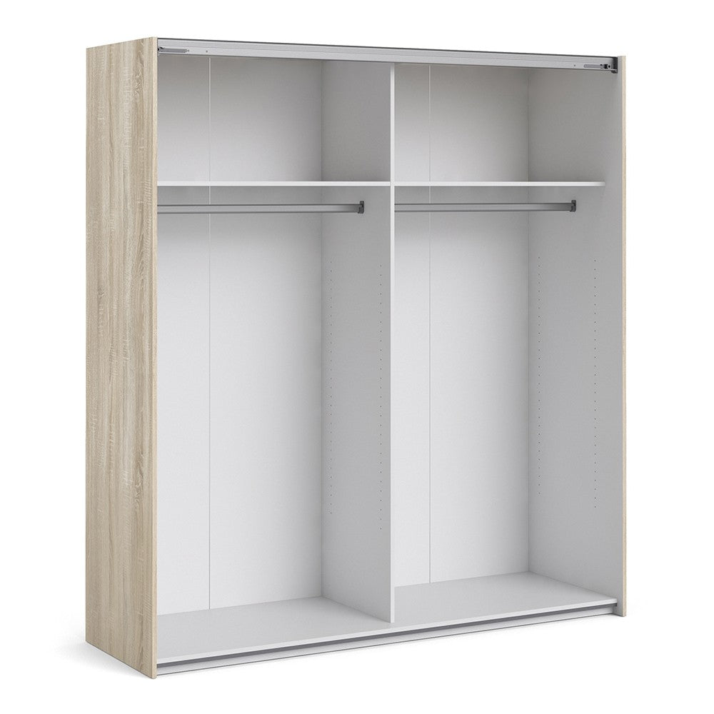 Verona 180cm Sliding Mirrored Wardrobe with 2 Shelves