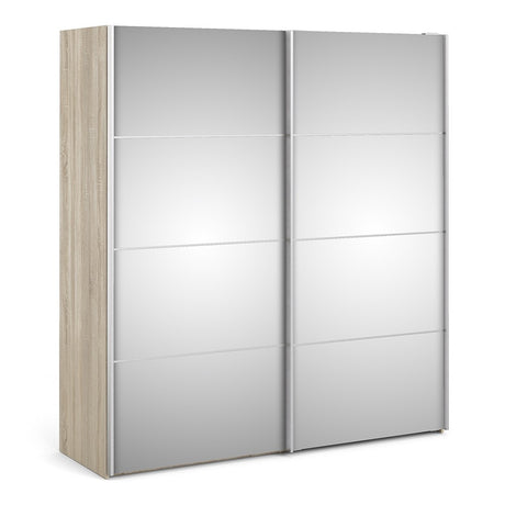 Verona 180cm Sliding Mirrored Wardrobe with 2 Shelves