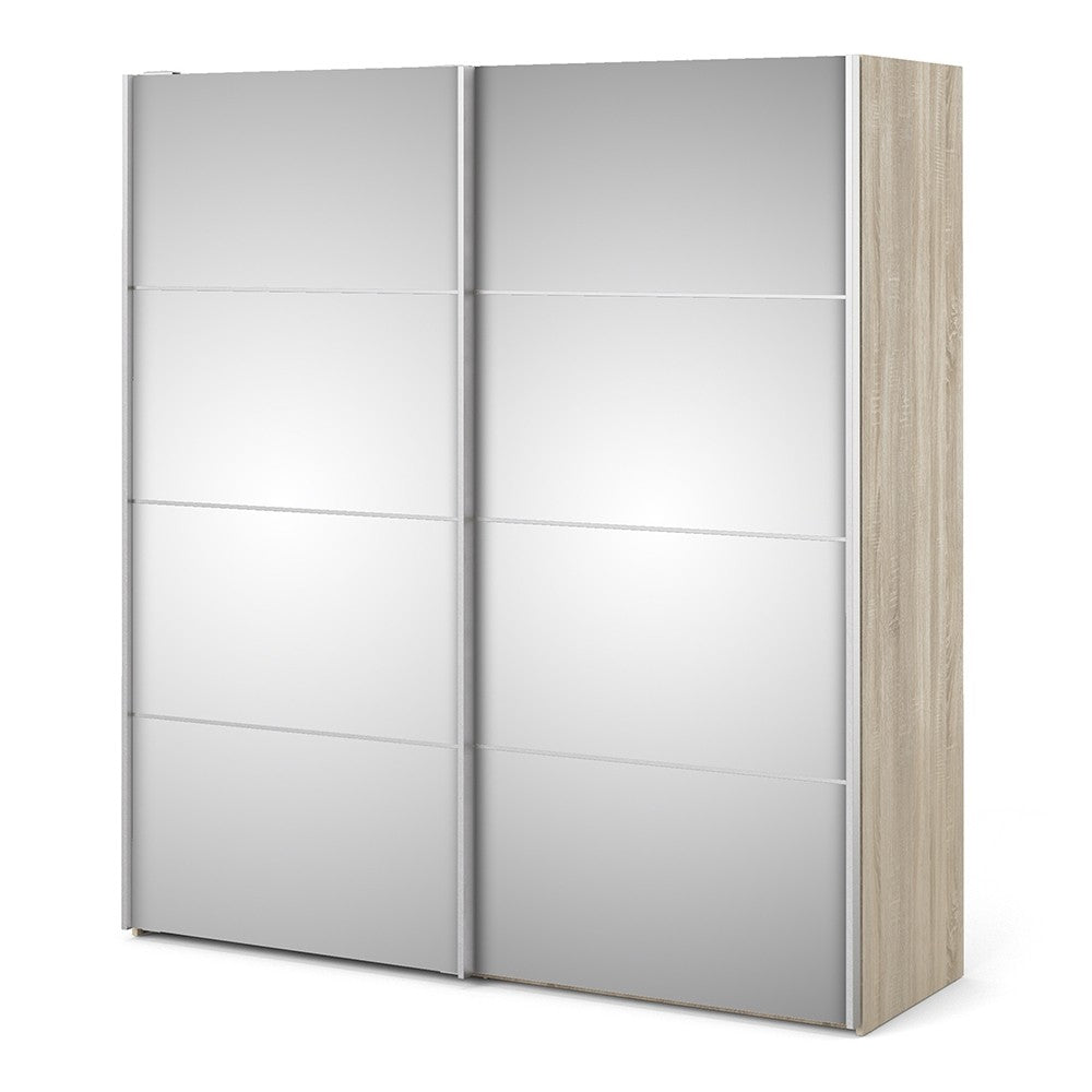 Verona 180cm Sliding Mirrored Wardrobe with 2 Shelves