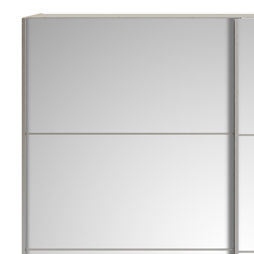 Verona 180cm Sliding Mirrored Wardrobe with 2 Shelves