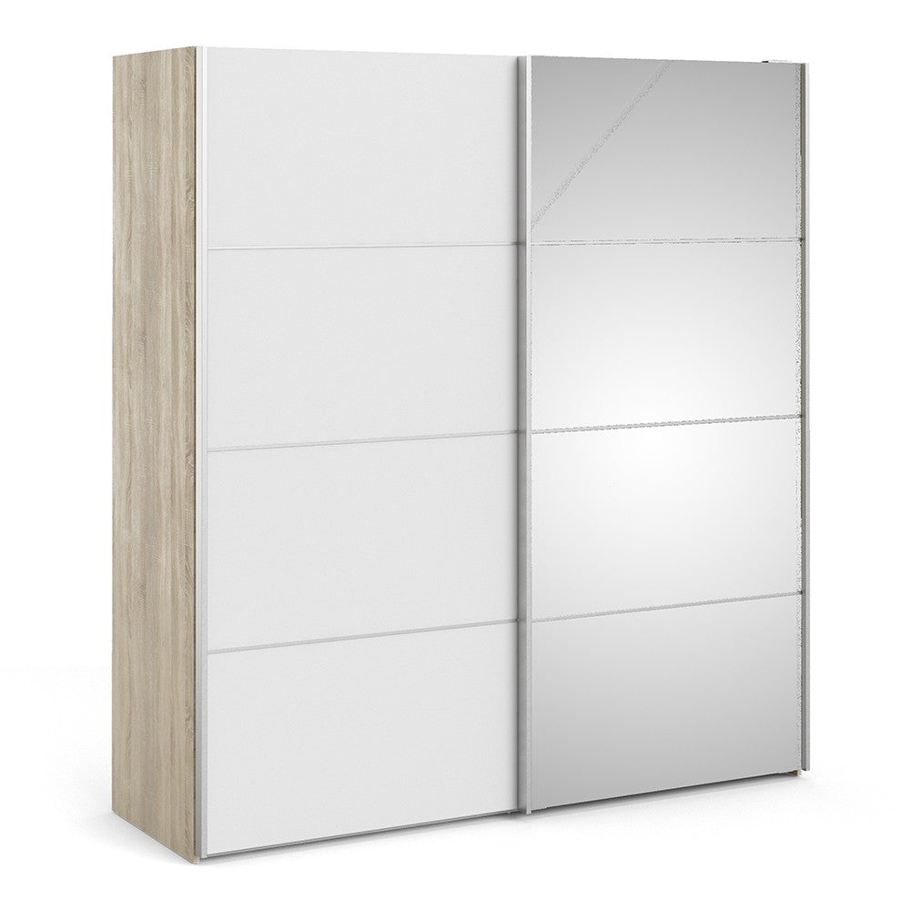 Verona 180cm Sliding Mirror Wardrobe with 2 Shelves