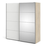 Verona 180cm Sliding Mirror Wardrobe with 2 Shelves