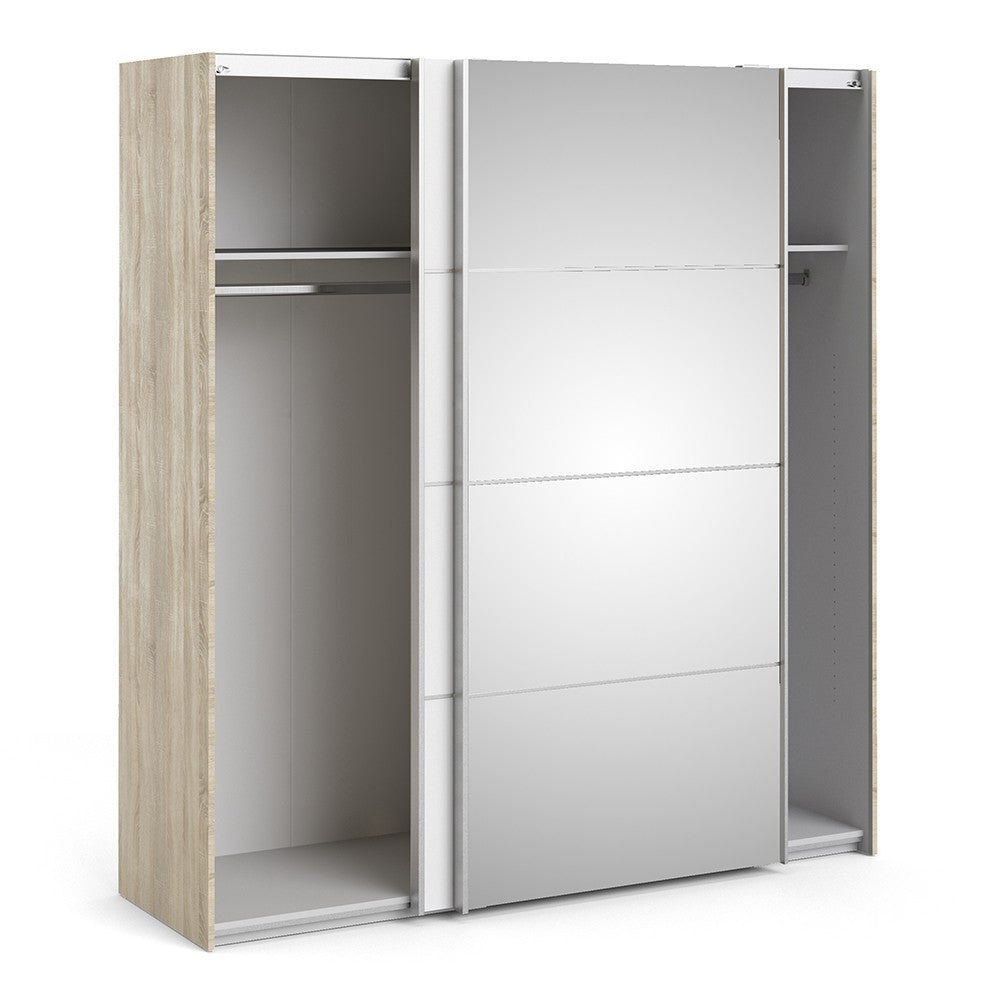 Verona 180cm Sliding Mirror Wardrobe with 2 Shelves