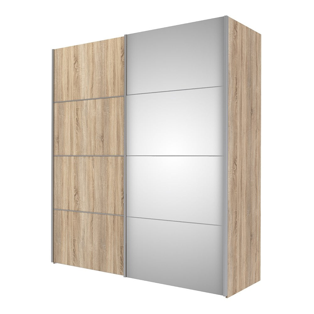 Verona 180cm Sliding Mirror Wardrobe with 2 Shelves