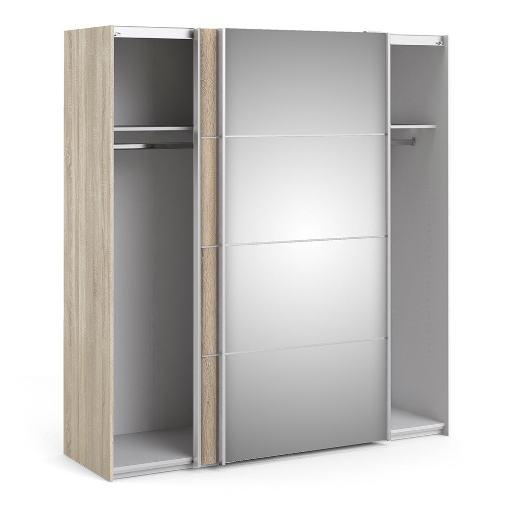 Verona 180cm Sliding Mirror Wardrobe with 2 Shelves