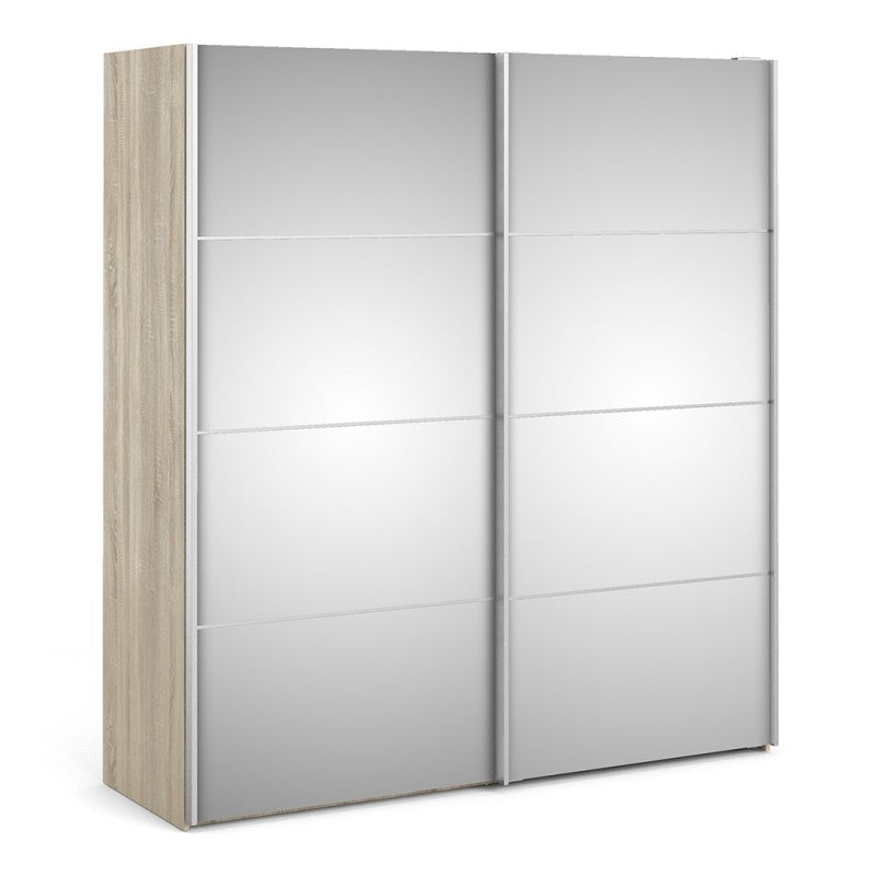 Verona 180cm Sliding Mirrored Wardrobe with 5 Shelves