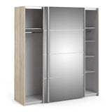 Verona 180cm Sliding Mirrored Wardrobe with 5 Shelves