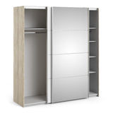 Verona 180cm Sliding Mirror Wardrobe with 5 Shelves