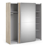 Verona 180cm Sliding Mirror Wardrobe with 5 Shelves