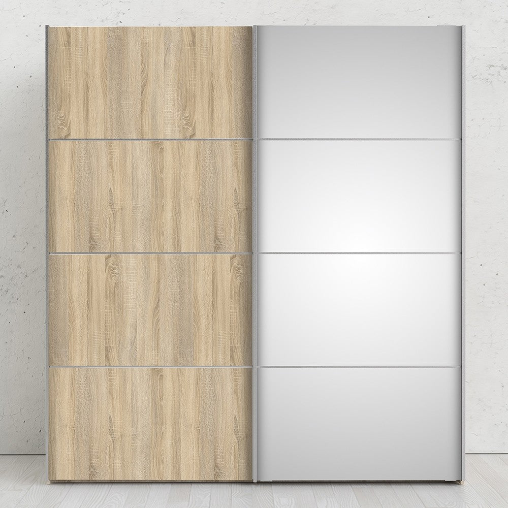 Verona 180cm Sliding Mirror Wardrobe with 5 Shelves