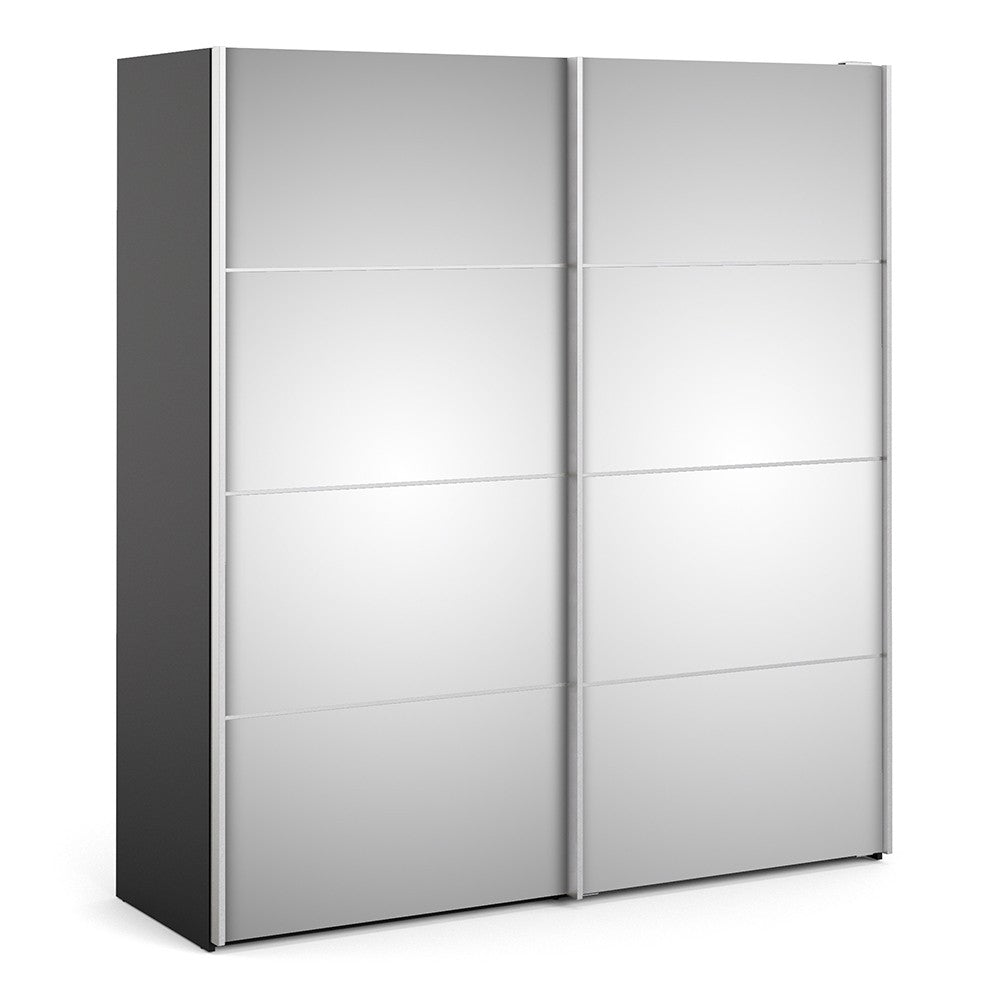 Verona 180cm Sliding Mirrored Wardrobe with 2 Shelves