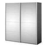 Verona 180cm Sliding Mirrored Wardrobe with 2 Shelves