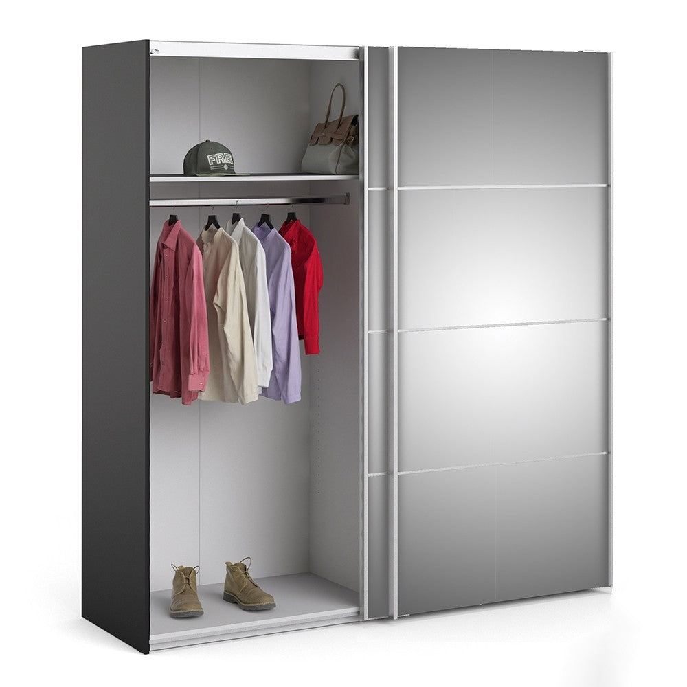 Verona 180cm Sliding Mirrored Wardrobe with 2 Shelves