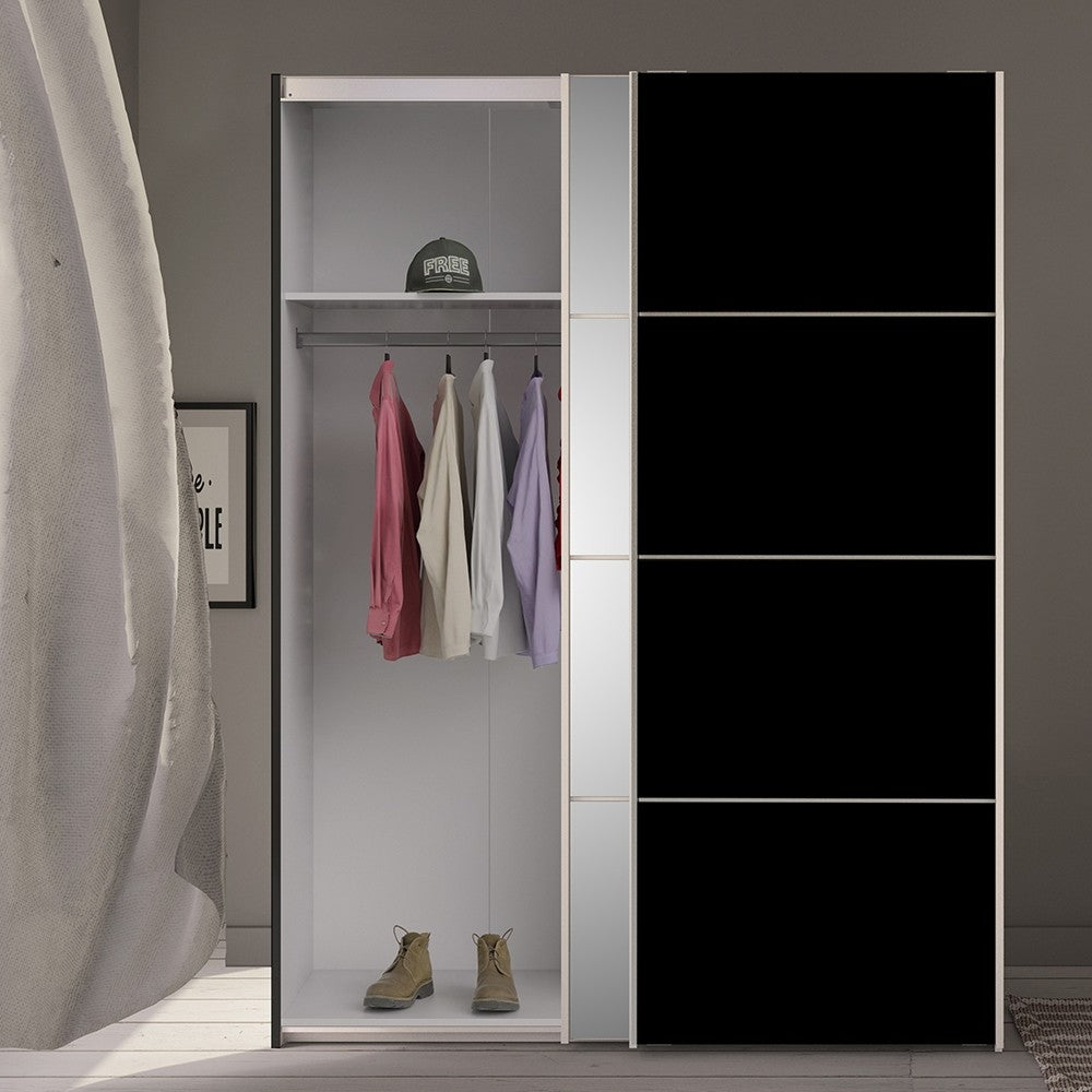 Verona 180cm Sliding Mirror Wardrobe with 2 Shelves