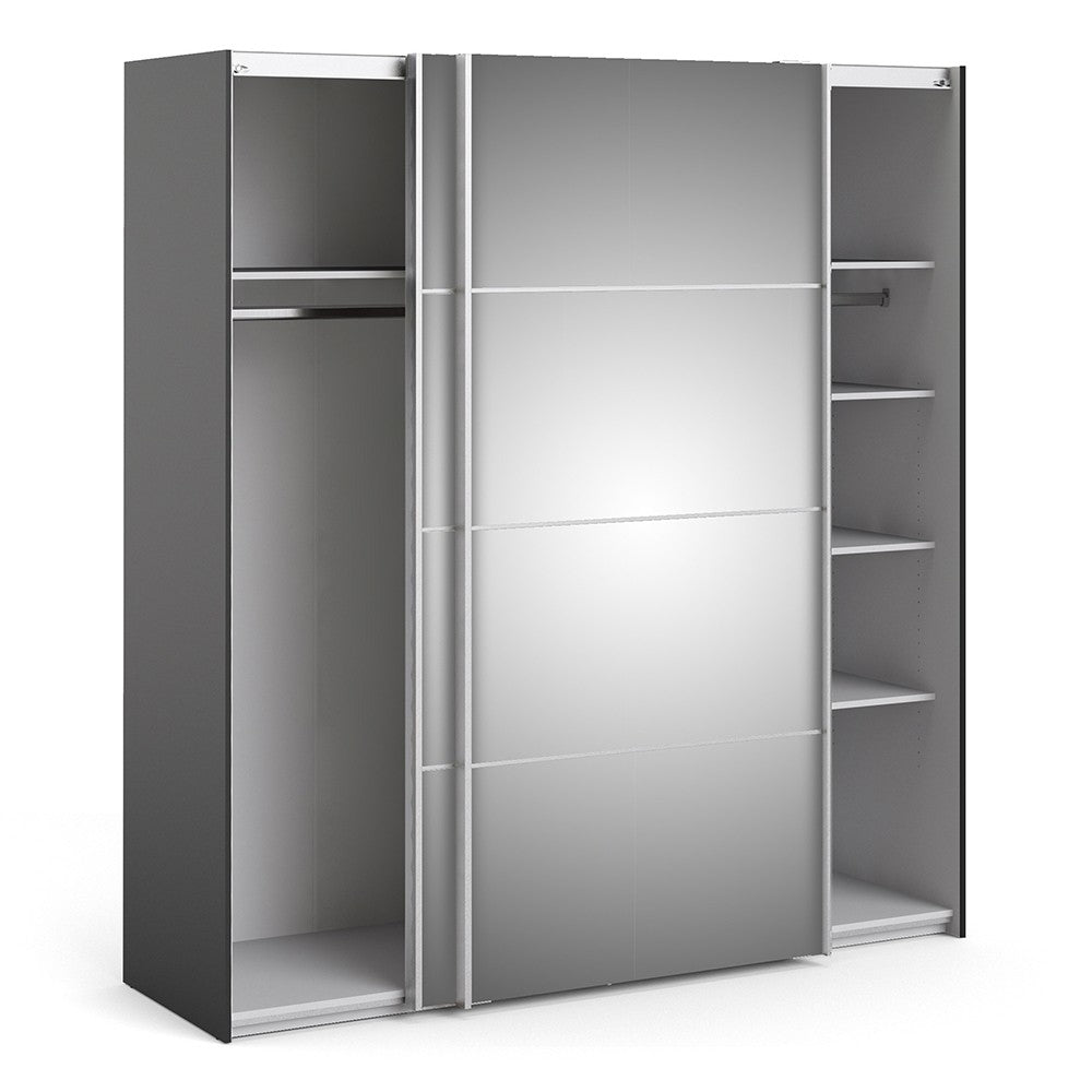 Verona 180cm Sliding Mirrored Wardrobe with 5 Shelves