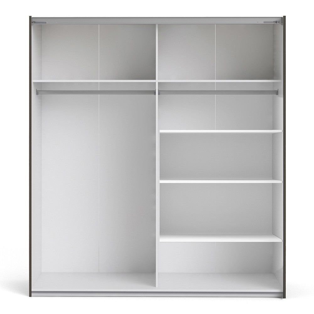 Verona 180cm Sliding Mirrored Wardrobe with 5 Shelves