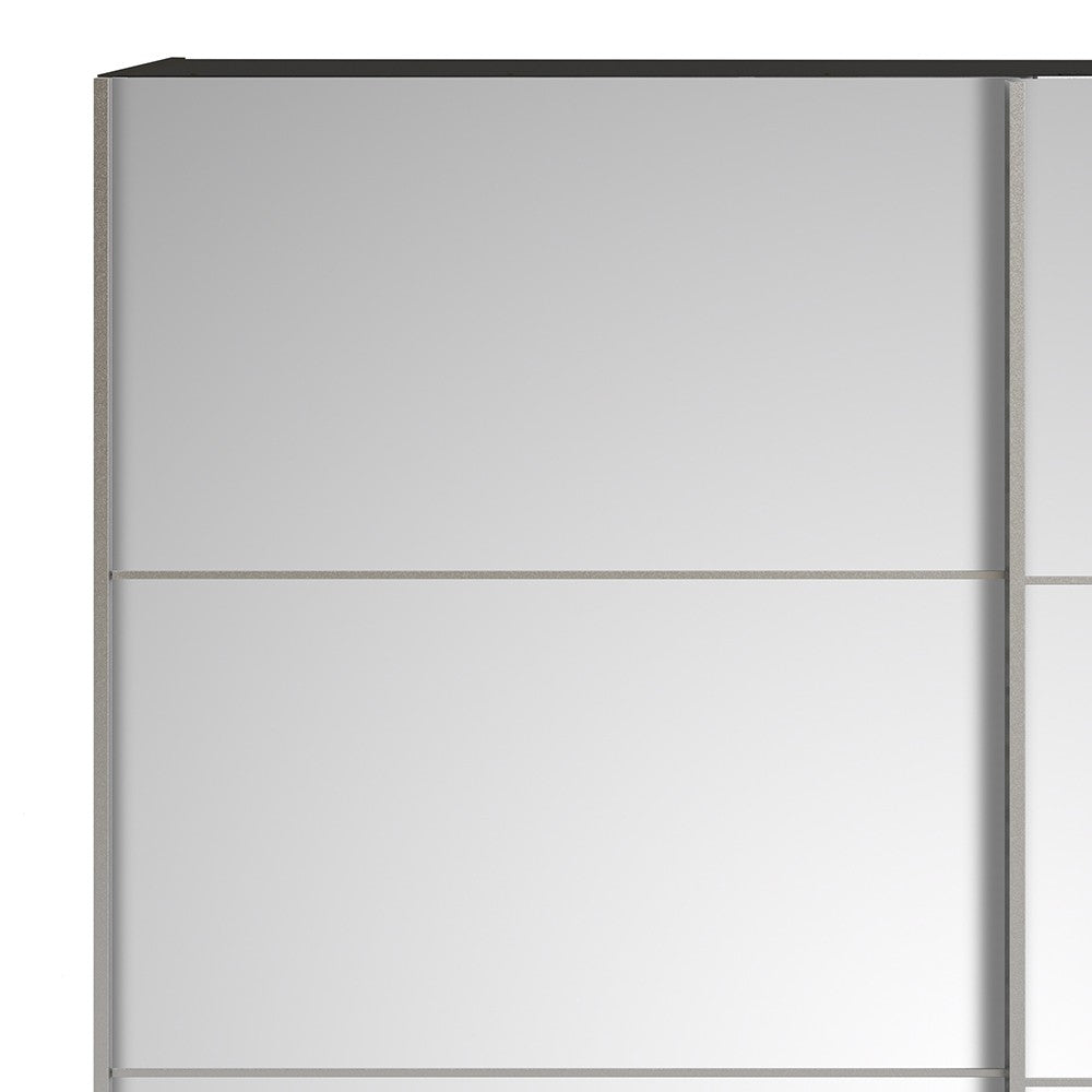 Verona 180cm Sliding Mirrored Wardrobe with 5 Shelves