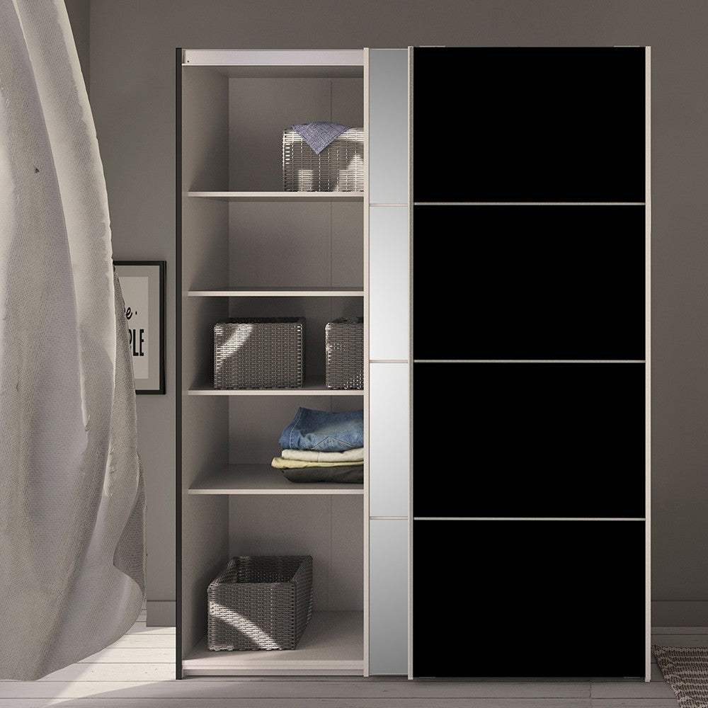 Verona 180cm Sliding Mirror Wardrobe with 5 Shelves