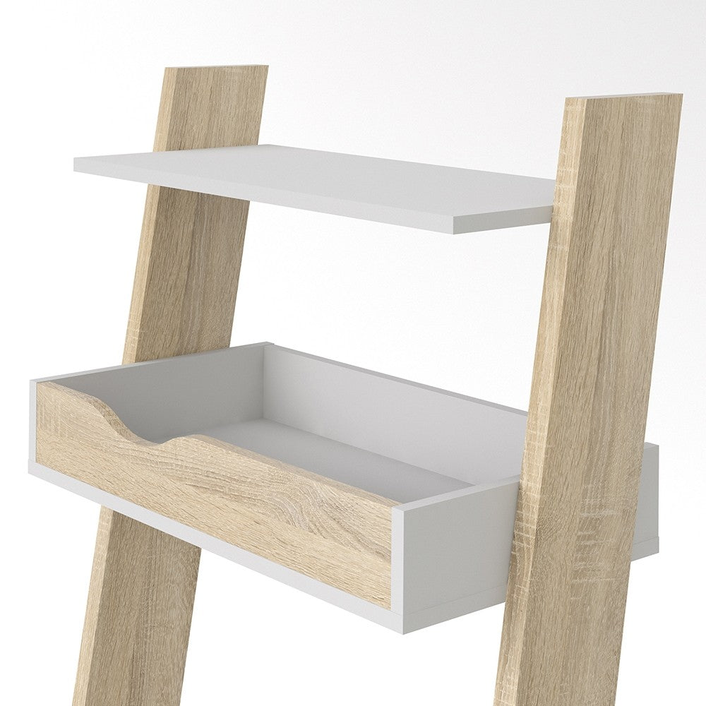 Oslo White and Oak Leaning Desk