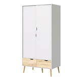 Oslo 2 Door 2 Drawer Wardrobe in White and Oak