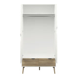 Oslo 2 Door 2 Drawer Wardrobe in White and Oak