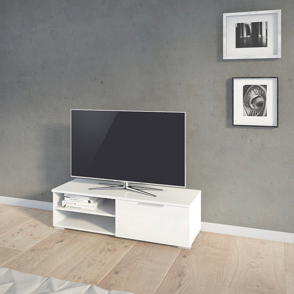 Match White High Gloss 1 Drawer TV Unit