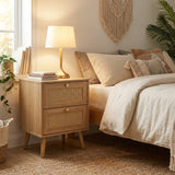 Manila Rattan 2 Drawer Bedside Table