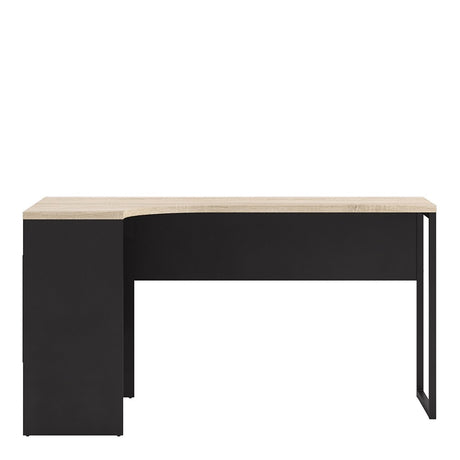 Function Black Matt and Oak Plus Corner Desk with 2 Drawers