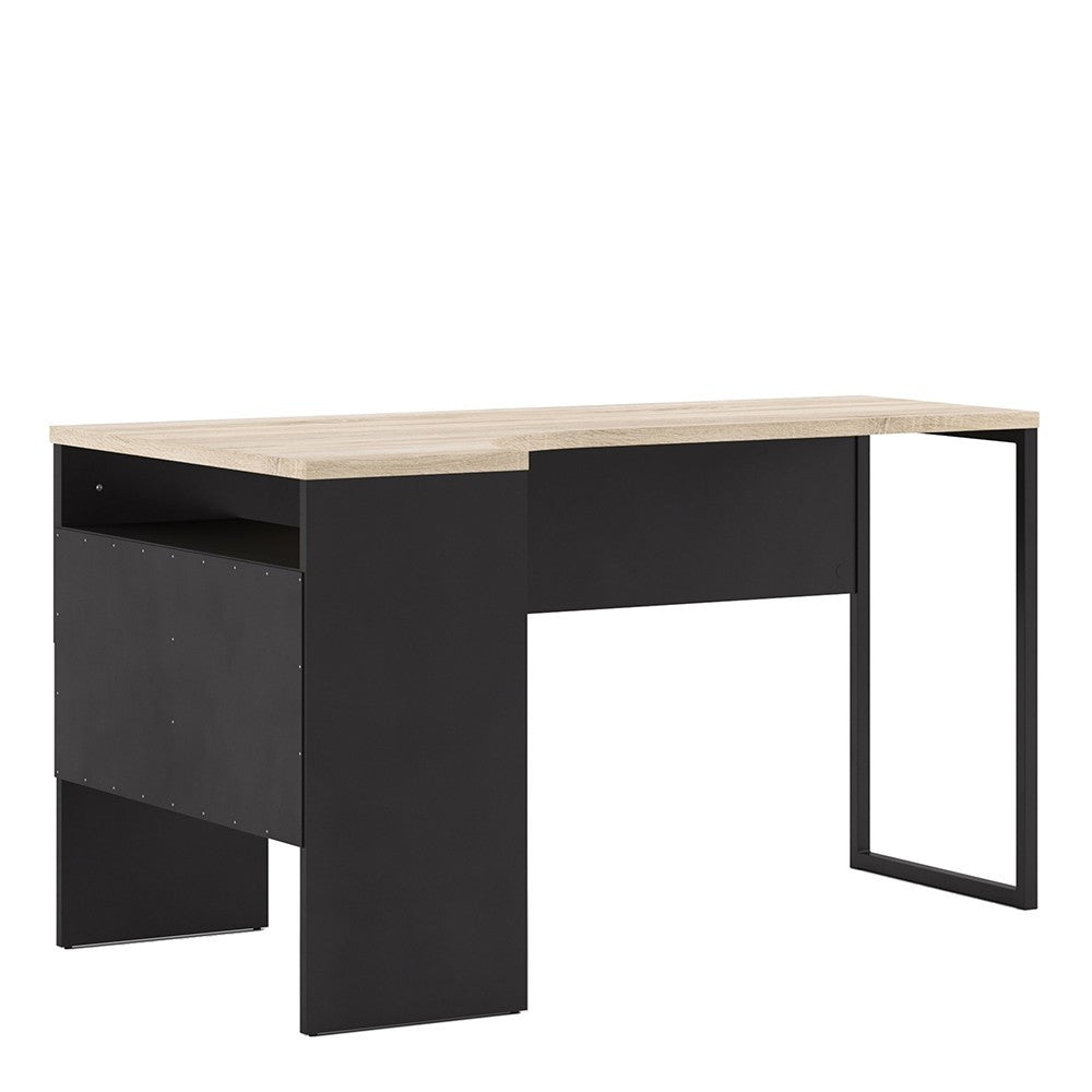 Function Black Matt and Oak Plus Corner Desk with 2 Drawers