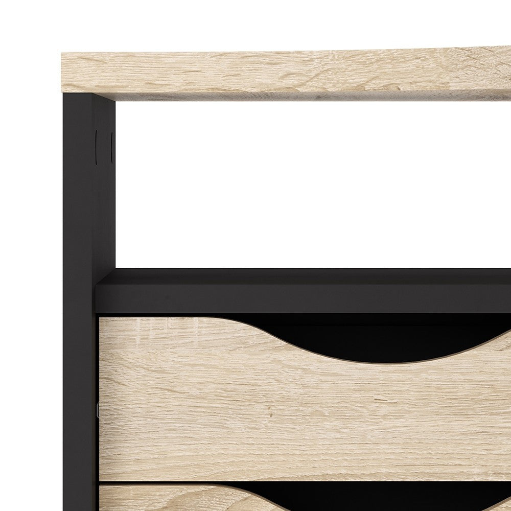 Function Black Matt and Oak Plus Corner Desk with 2 Drawers