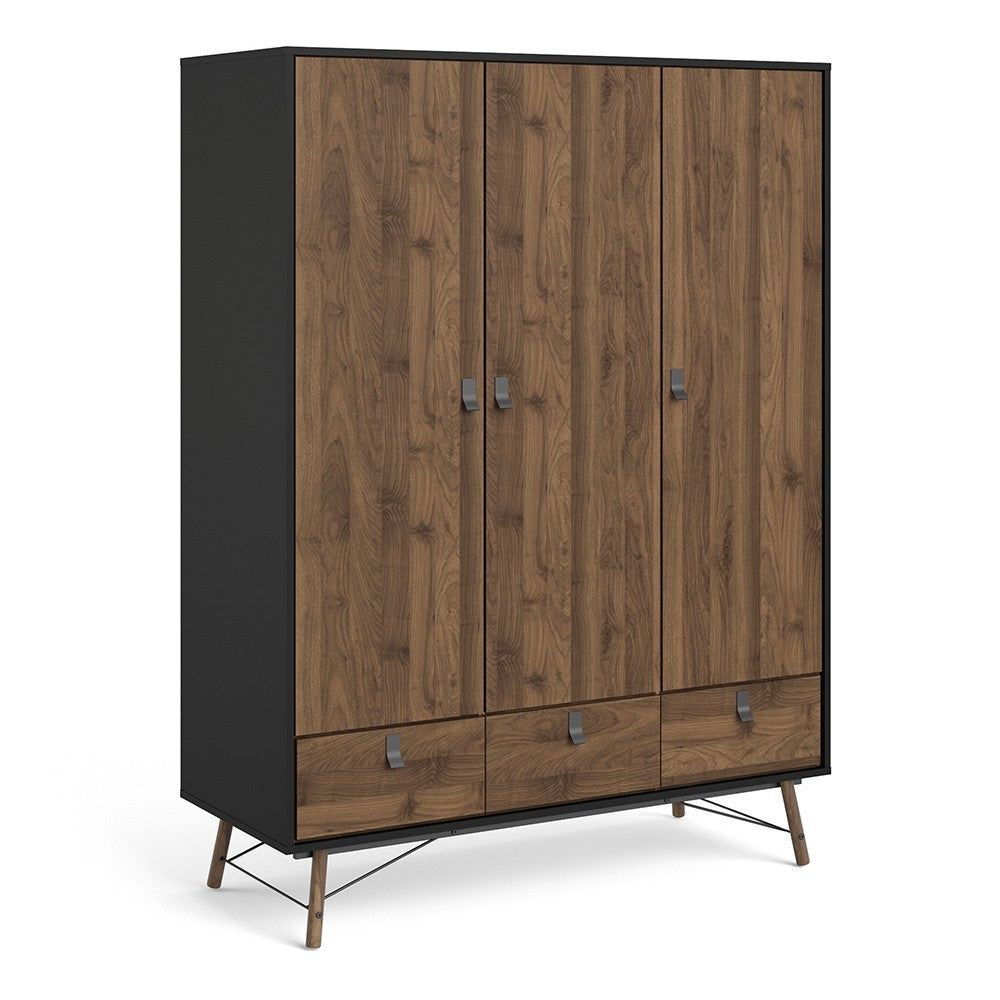 Winslow Rustic Wardrobe with 3 Doors & 3 Drawers