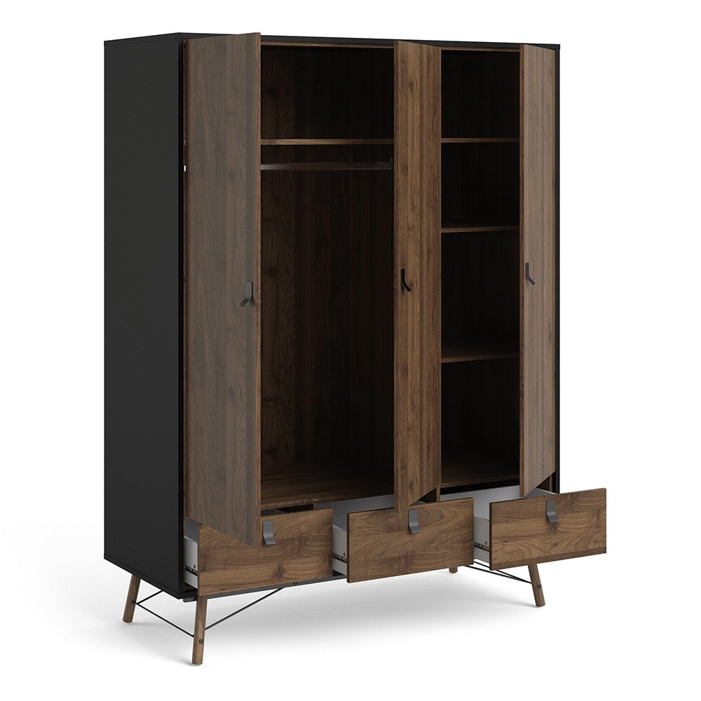 Winslow Rustic Wardrobe with 3 Doors & 3 Drawers