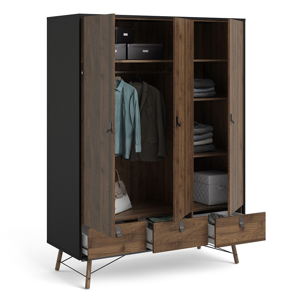 Winslow Rustic Wardrobe with 3 Doors & 3 Drawers