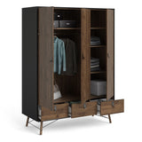 Winslow Rustic Wardrobe with 3 Doors & 3 Drawers