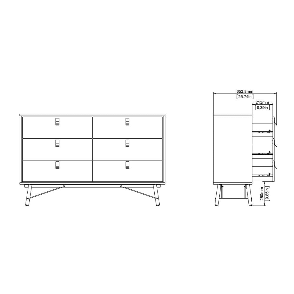 Winslow Rustic Wide Double 6 Drawer Chest