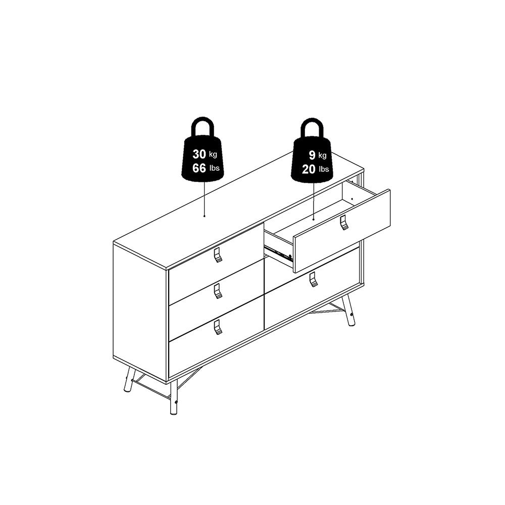 Winslow Rustic Wide Double 6 Drawer Chest