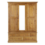 Maple 3 Door 5 Drawer Mirrored Triple Wardrobe