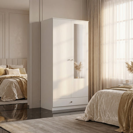 Denver 2 Door 1 Drawer Mirrored Wardrobe