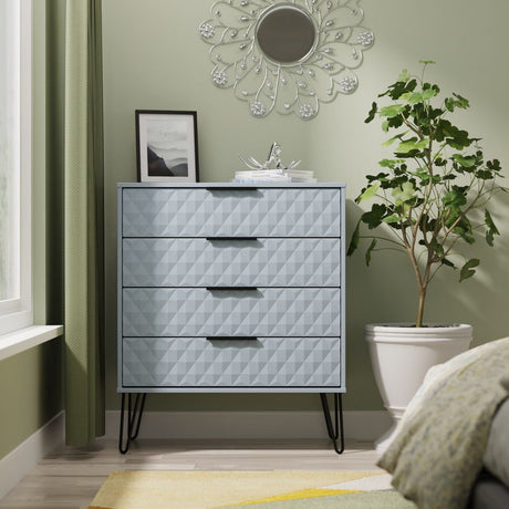 Harlequin 4 Drawer Chest with Black Hairpin Legs