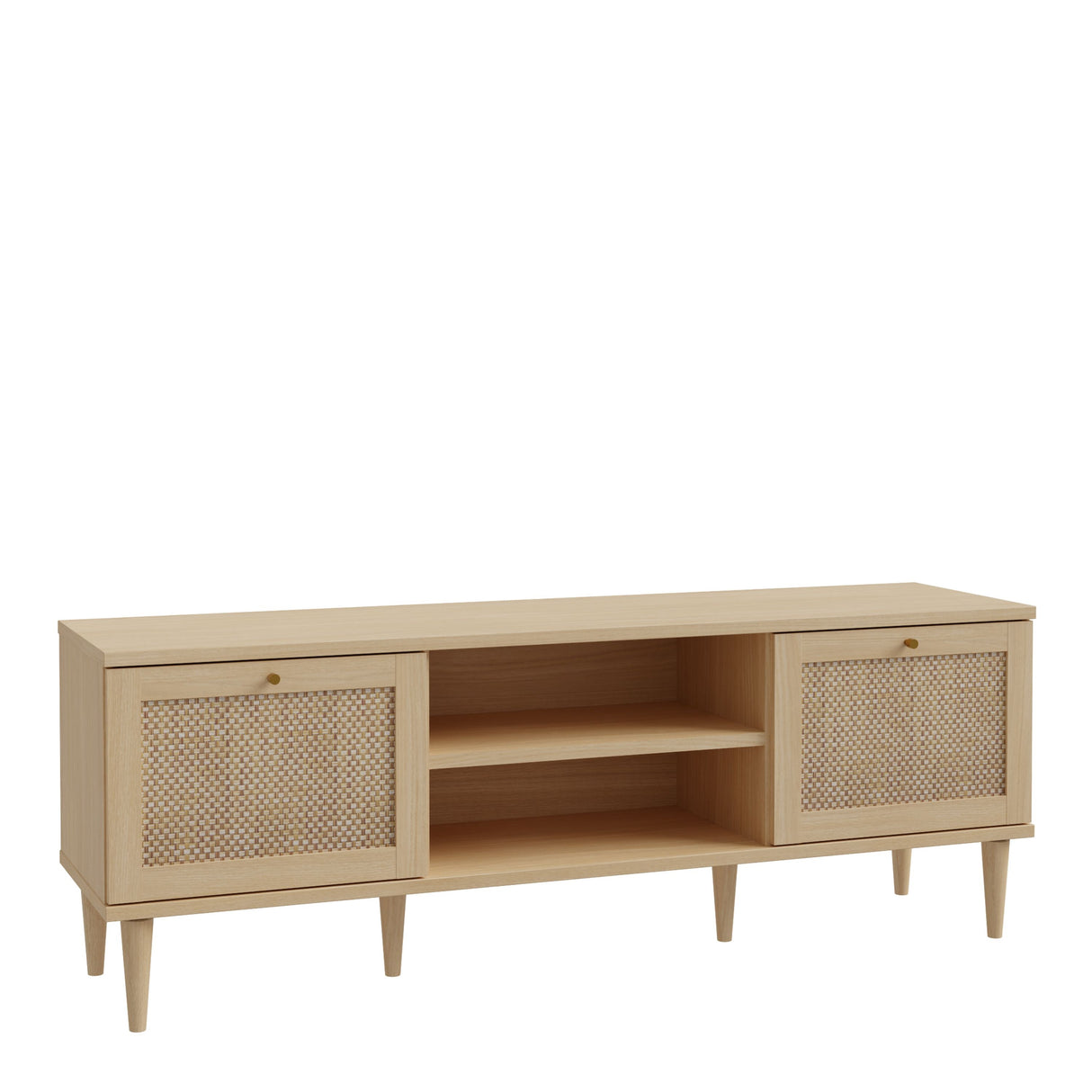 Calasetta Rattan and Light Oak 2 Door 1 Shelf TV Unit