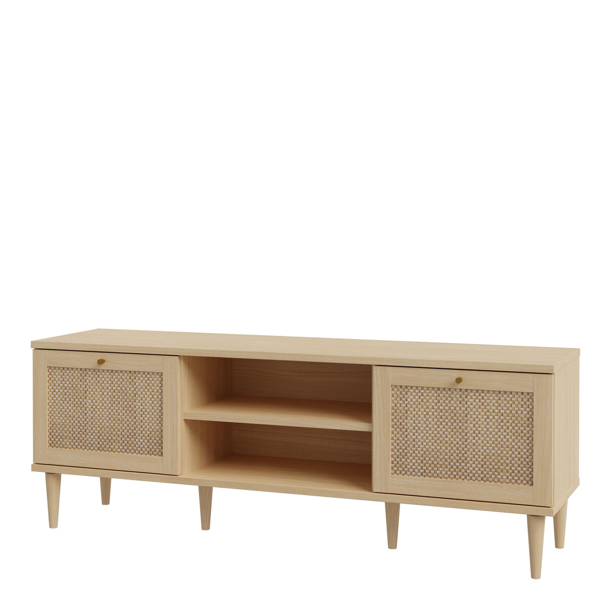 Calasetta Rattan and Light Oak 2 Door 1 Shelf TV Unit