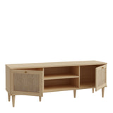 Calasetta Rattan and Light Oak 2 Door 1 Shelf TV Unit