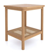 Cypress Side Table with Rattan Open Shelf